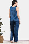 Zivame Silken Promises Woven Pyjama Set - Blue Opal — thumbnail 4